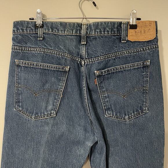 VINTAGE Levi’s Orange Tab Jeans Mens 36x34 Blue Faded 80s Boot Cut 20517 0217 - Picture 10 of 12